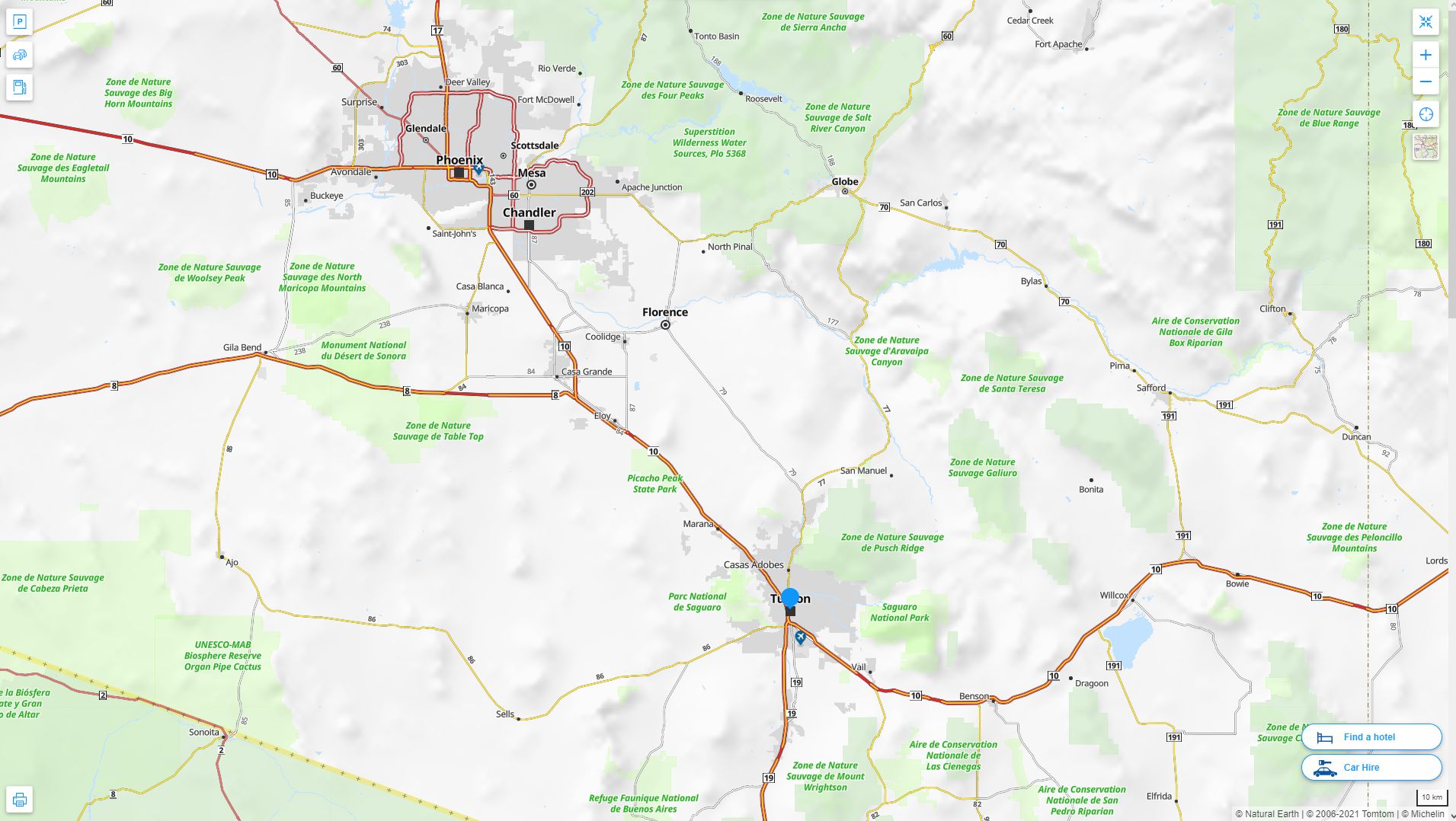 Tucson Arizona Highway and Road Map